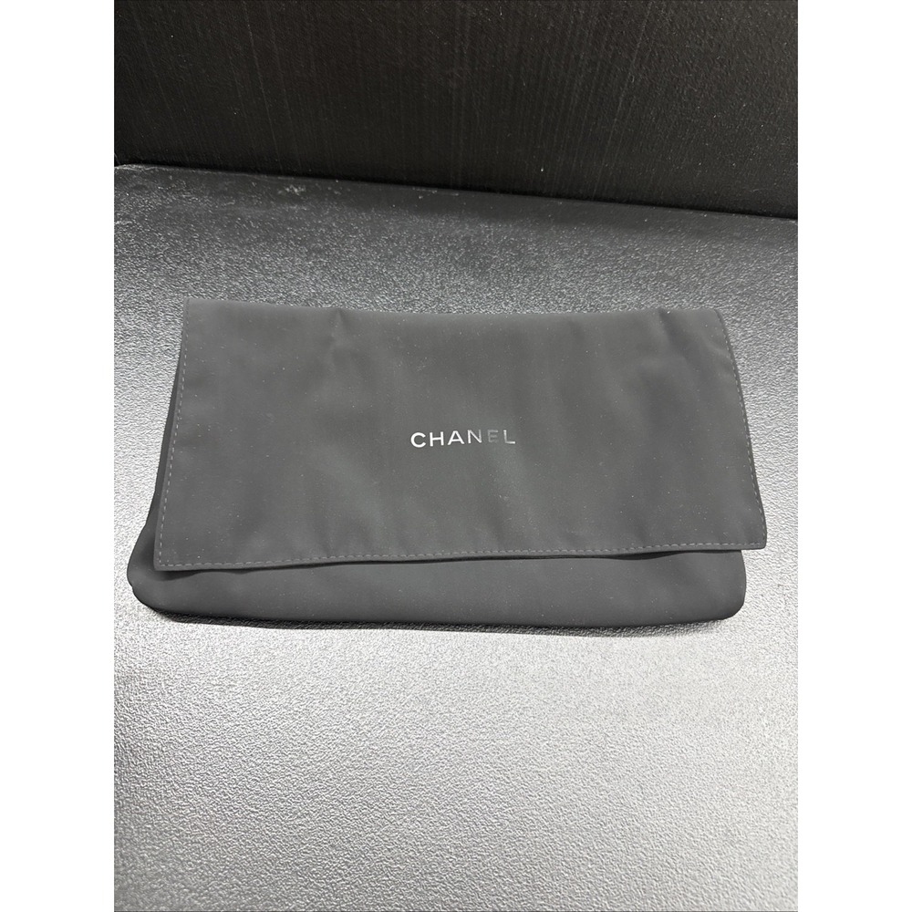Chanel Jewelry Storage Pouch Black Faux Velvet Flap 12.5x8" (1700)